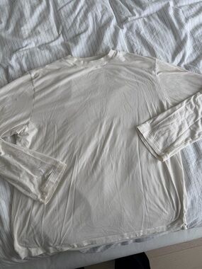 Skims Boyfriend-  White Long Sleeve Crew Neck Shirt